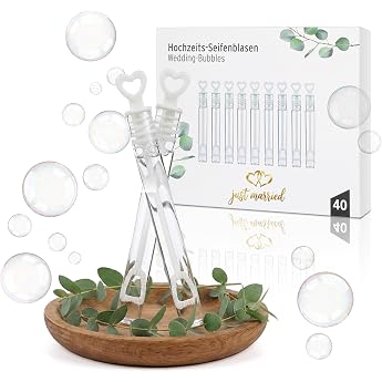 Nordstern Wedding Soap Bubbles Pack of 40   Ideal as Wedding Decoration or Guest Gift in White with Heart Handle   Filled Wedding Soap Bubbles