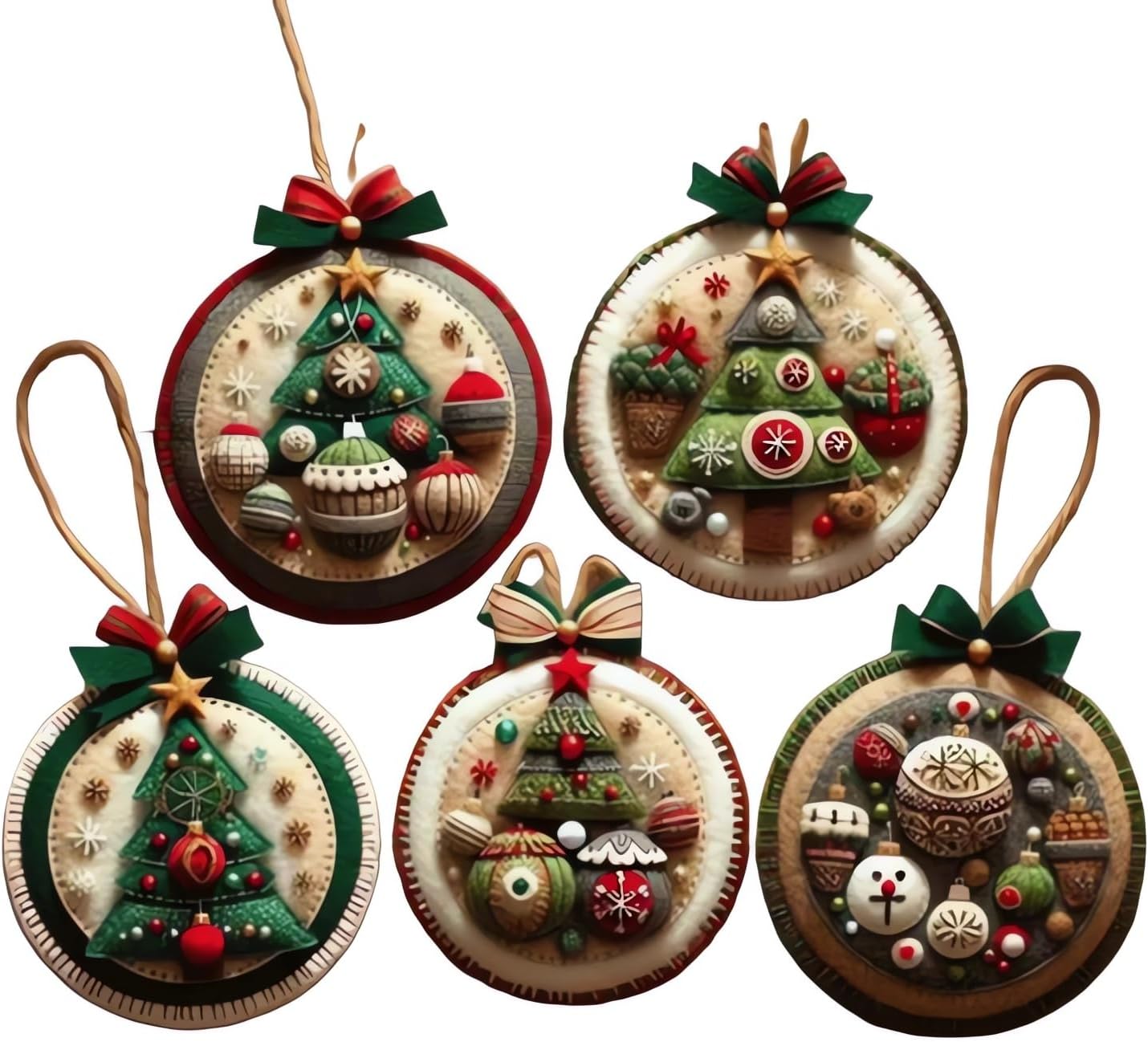 DIY Christmas Felt Patch Kit, Felt Christmas Ornaments, Craft Set with Pre-Cut Felts Sheets, Holiday Craft Kit for Family Fun, Beginner-Friendly, Handmade Xmas Decorations for Tree & Home (#A)