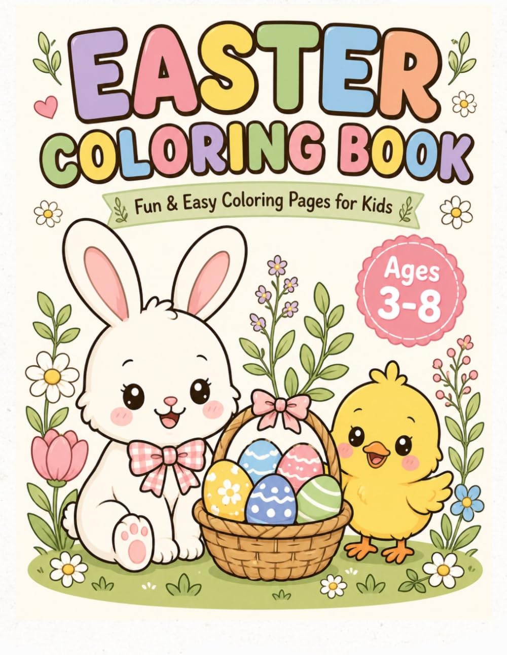 Easter Coloring Book: Cute & Easy Easter Coloring Pages for Kids Ages 3-8