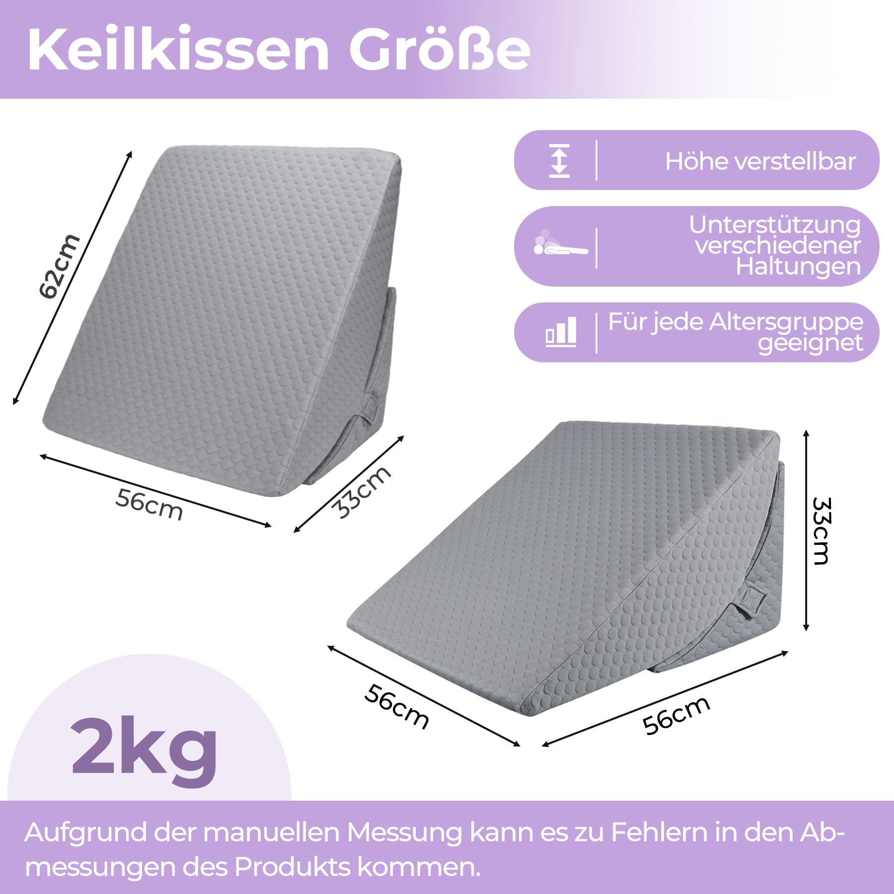 Babenest Base de esponja triangular para cama (capa de aire gris)