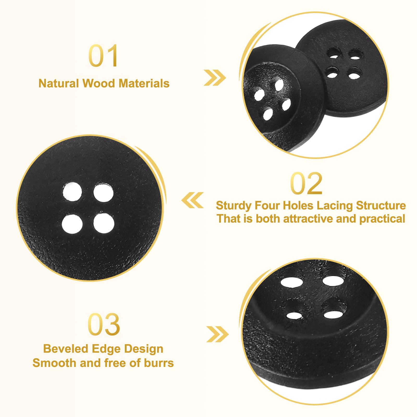 PATIKIL Wooden Buttons 5/7 Inch (18mm) - Image 3