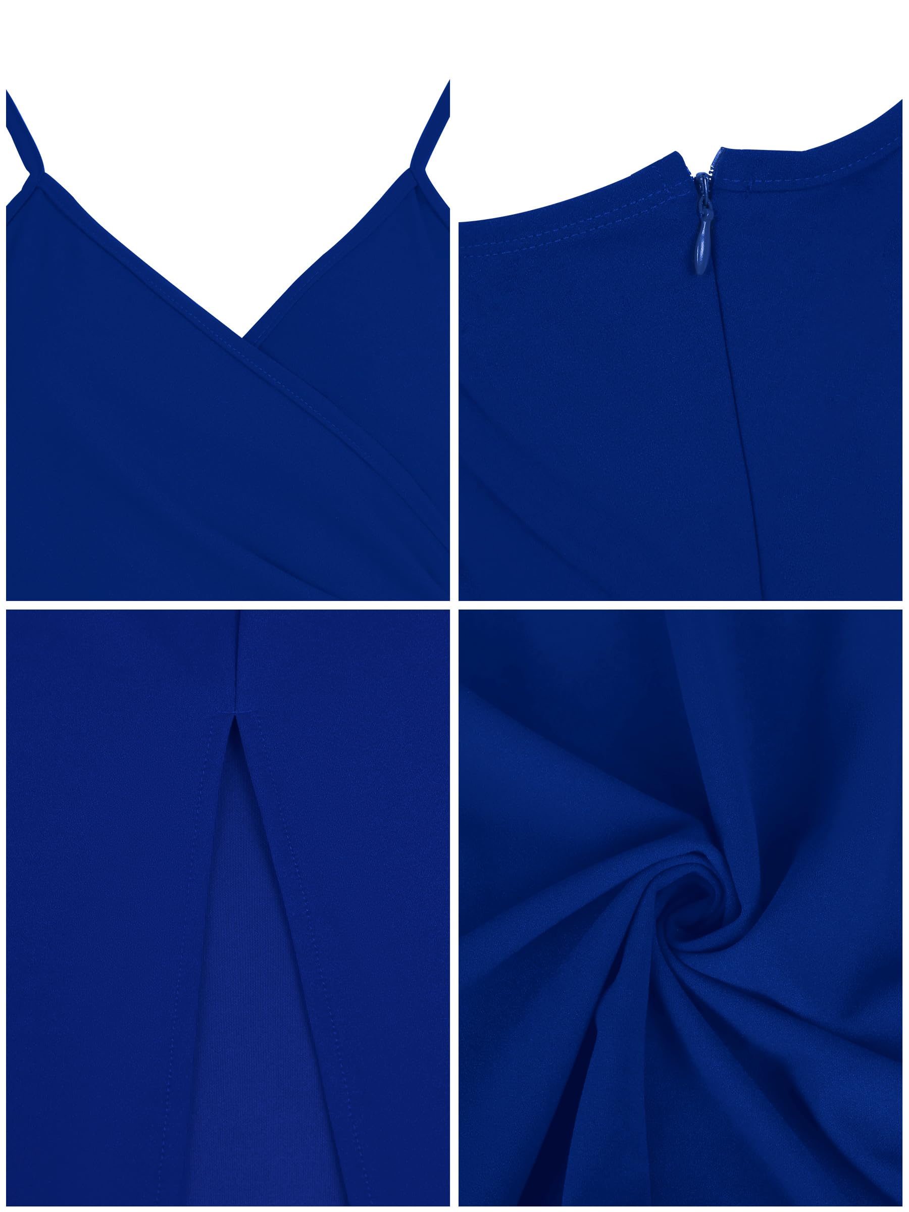 Missufe Vestido de noche para mujer, vestido de fiesta, vestido envolvente, tirantes delgados, sin mangas, con hendidura, vestido de cóctel, maxi, vestido largo de boda