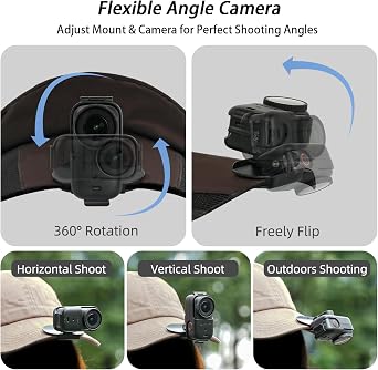 Hat Clip Mount for DJI Osmo Nano Vlogging Camera Accessories 360 Rotation Cap Backpack Strap Cap Easy Clamp Adapter Holder
