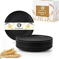 Vista 11 de Juego de 8 Platos Hondos para Cena, Plato de Paja de Trigo de 9 Pulgadas, Plato de Plástico Ligero e Irrompible Reutilizable, Apto para Microondas