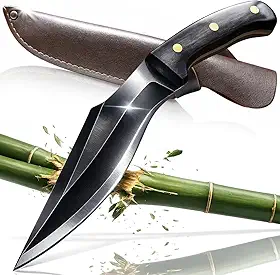Faca Artesanal Vértice Full Tang 4mm Aço Inox - Lâmina Fixa 8cm para Sobrevivência, Bushcraft, Camping, Pesca e Caça - Faca de Churrasco Premium com Bainha e Cabo de Madeira Robusto