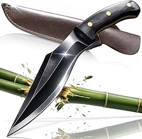 Faca Artesanal Vértice Full Tang 4mm Aço Inox - Lâmina Fixa 8cm para Sobrevivência, Bushcraft, Camping, Pesca e Caça - Faca de Churrasco Premium com Bainha e Cabo de Madeira Robusto