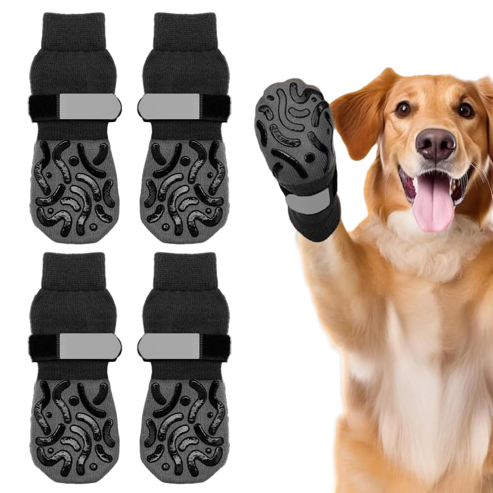 WideSmart 2 works Dog Socks Paws Stop Licking,Anti Slip Dog Socks,Dogs Paw Protectors with Adjustable Strap,Protectors Prevent Scratching for Senior Dogs Hardwood Floors Indoor Walking(Size L)