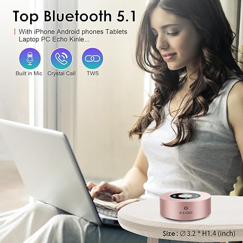 Miniatura 5 de XLEADER Mini altavoz Bluetooth (caja de regalo) Altavoces portátiles Bluetooth inalámbrico con entrada micro SDmicrófonoauxiliar, pantalla táctil,