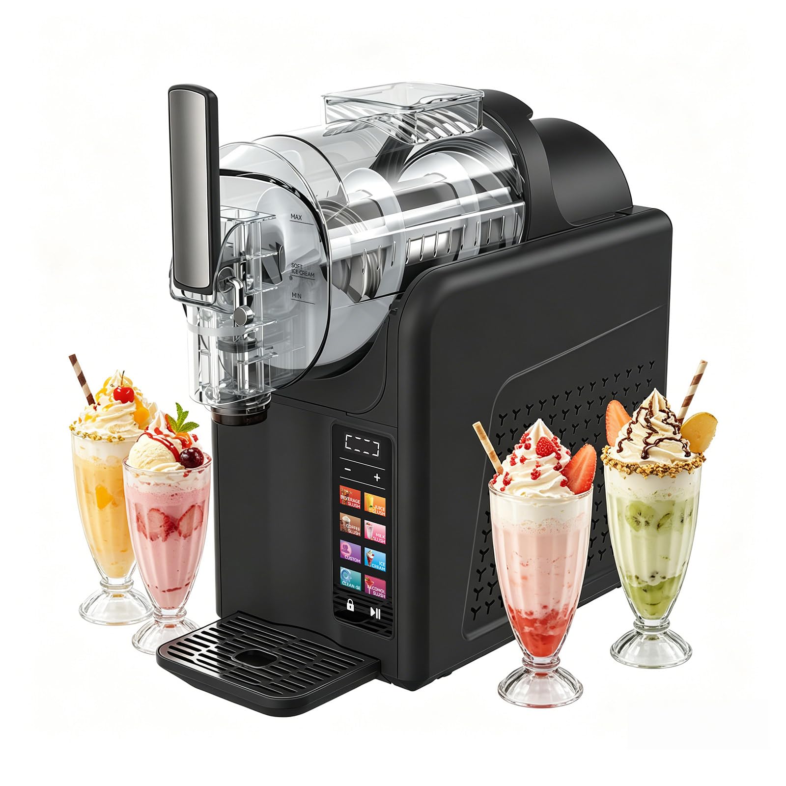 68oz Slushie Machine, Liquid Capacity Freezing Drink Maker, with 6 Presets Programs, LED Display, Self Cleaning, Slushy Maker for Slushy, Freezing Drink, MilkShake, Margaritas, Frappés Black