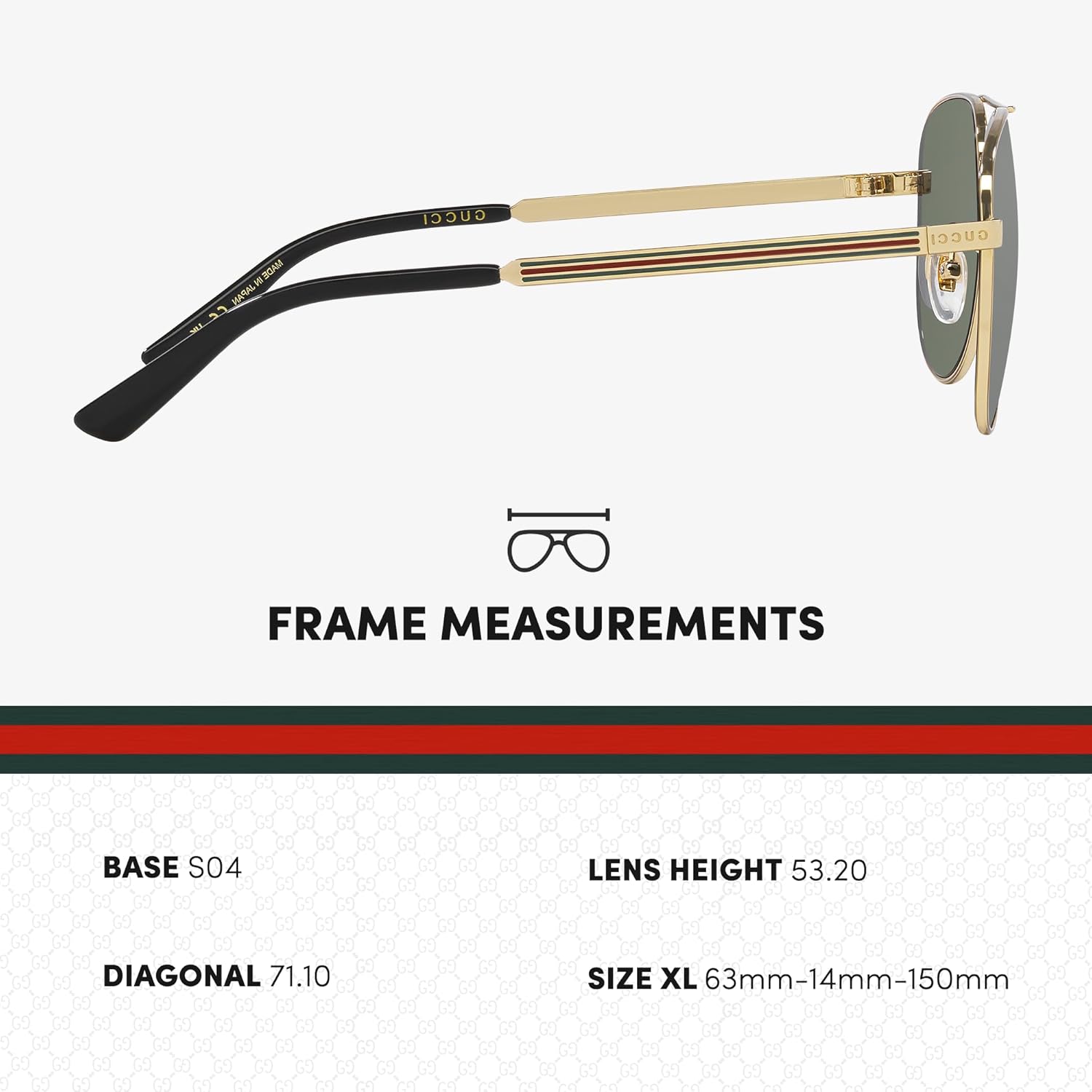 Gucci GG1233SA Vintage Web Stripe Logo Pilot shape Sunglasses with Luxury Eyewear Kit - Image 5