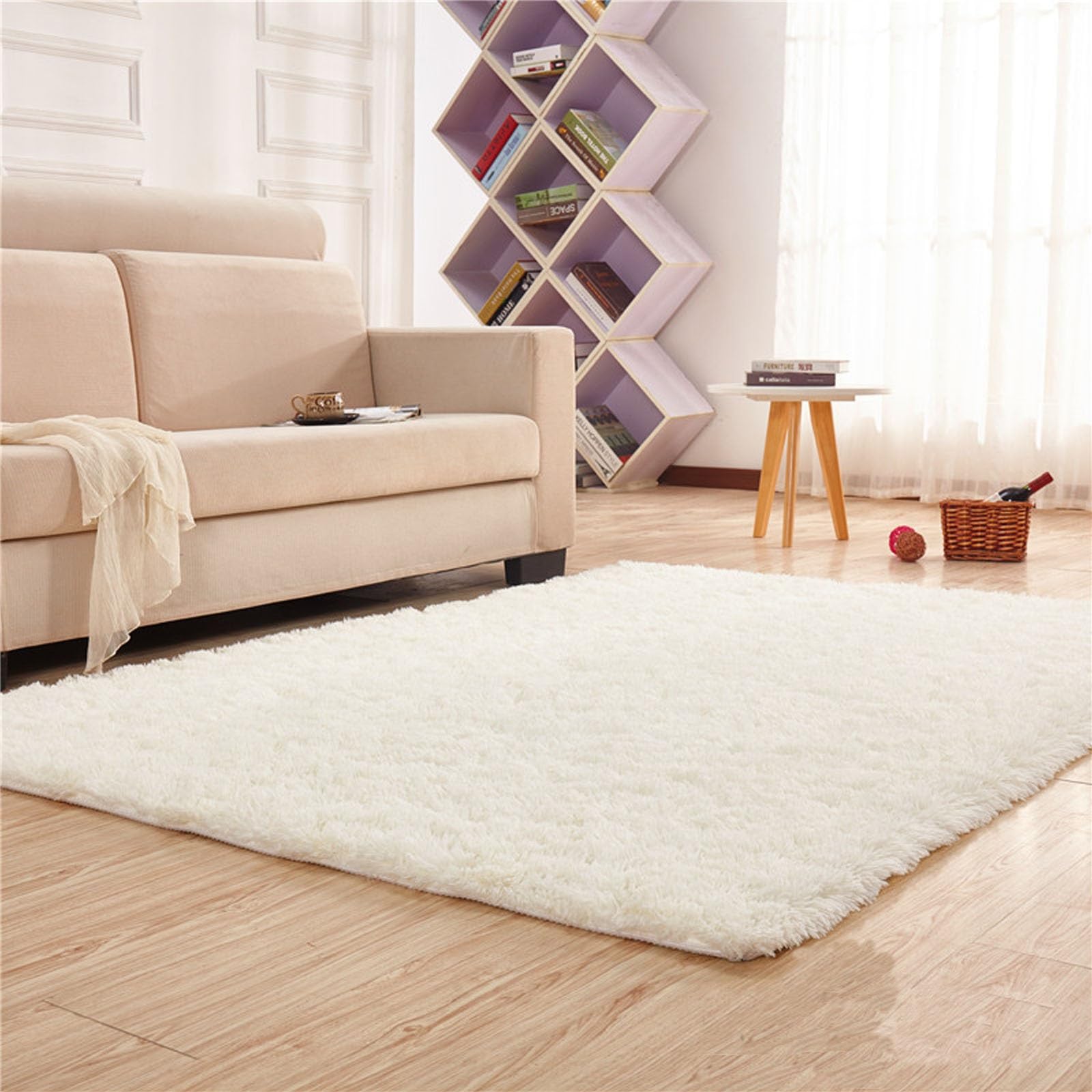 XUEDNGM Alfombra Salón Alfombra de Salón 200 x 250 cm Modernas Pelo Largo Lavables, Suave, Esponjosa, Antideslizante Alfombra de Decoración del Hogar Alfombra Salon Shaggy para Salón, Blanco