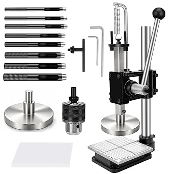Leather Press Hole Puncher Leather Cutting Machine Hand Punching Machine for DIY Craft Punching Holes Cutting, Forming Pressing,Install Rivets and Snap Buttons