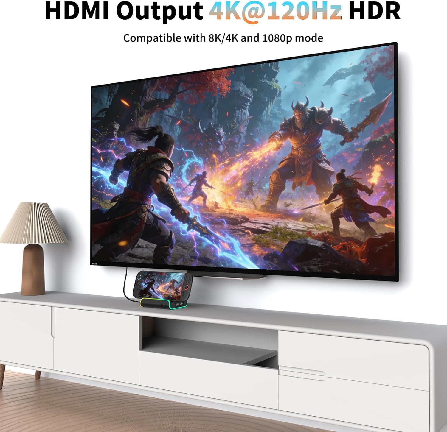 Switch 2 Dock Station, Switch 2 Portable TV Docking Station with Cooling Fan, 4K@120Hz HDMI Output, Dual USB Ports & Type-C Charging, Replacement Docking for Nintendo Switch 2