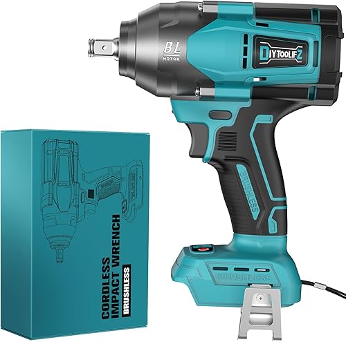 Llave de impacto inalámbrica de 1/2 pulgada para batería de 18 V de Makita, herramienta de alta potencia sin escobillas de 600 pies-libra (850 N·m)