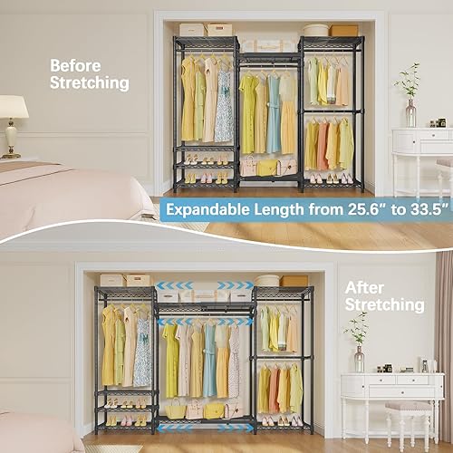 Miniatura 3 de VIPEK Perchero de ropa ampliable, gran armario portátil independiente ajustable de 5 pies 11 pulgadas a 6 pies 7 pulgadas, perchero resistente para