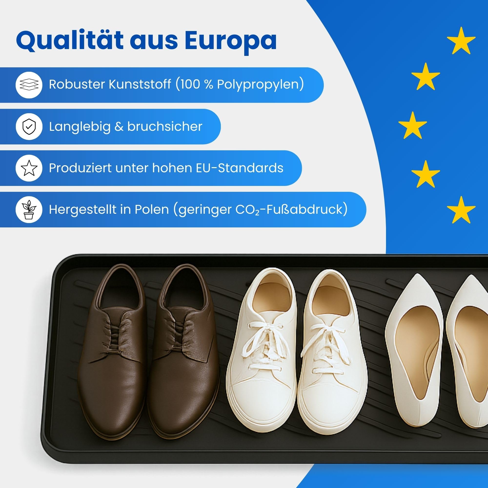 Bestlivings Tacka Ociekowa na Buty (4 Sztuki) z Wysoką Krawędzią (50 x 38 x 2,5 cm) - Podkładka Ociekowa, Mata do Domu i Ogrodu - Wodoszczelna