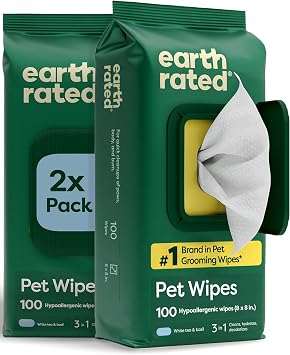 Earth Rated Dog Wipes for Paws & Butt, Deodorizing, White Tea & Basil, 200ct