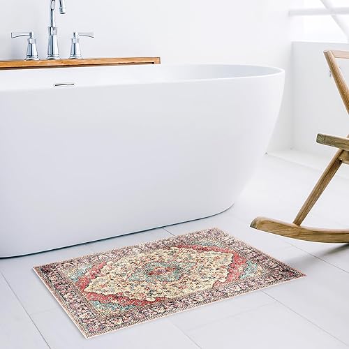 Miniatura 3 de Tapete rojo contemporáneo para cocina, baño, tapete para puerta de piso, lavable, tapete de entrada de bienvenida, tapete absorbente para pasillo,