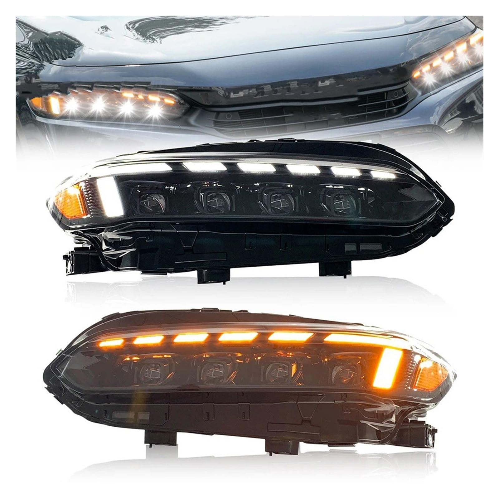 Gruppo Ottico Anteriore per Auto Civic FK7 FK8 FK1 2021-2023 2 Pezzi, Design Auto, Gruppo Ottico Anteriore, Lampada Frontale, Parti di Illuminazione per Tuning Auto, Plug And Play (Guida a Sinistra)
