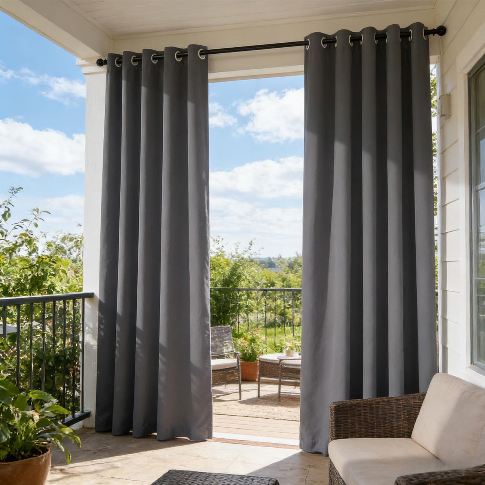 Rideau occultant gris foncé 170x185 cm thermique anti froid pour salon et chambre