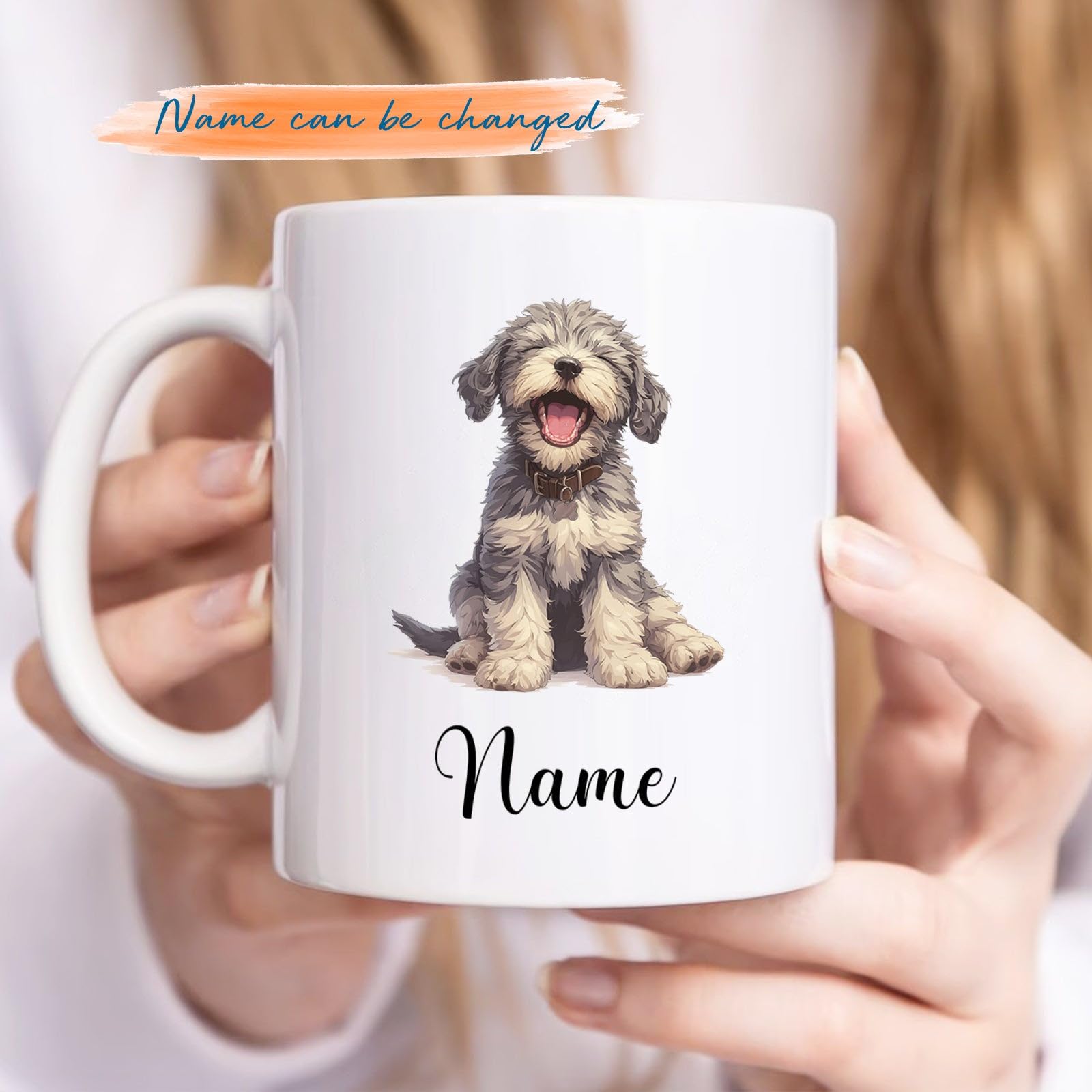 BixDori Irish Wolfhound Puppy Ceramic Mugs, Customized Name Irish Wolfhound Dog Tea Cups, Dog Coffee Mug Gifts for Family Friends, Personalized Irish Wolfhound Dog Breed Cup, White Cups 11oz 15oz