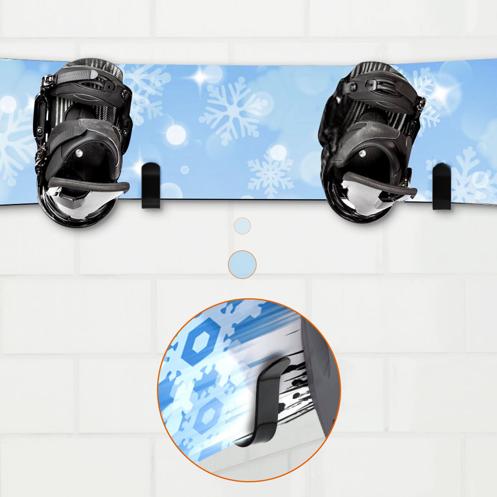 lasuroa 4pz Supporto da Parete per Snowboard, Espositore Appendiabiti da Parete Design Salvaspazio Wall Mount Deposito per Tavole da Sci per Casa e Garage