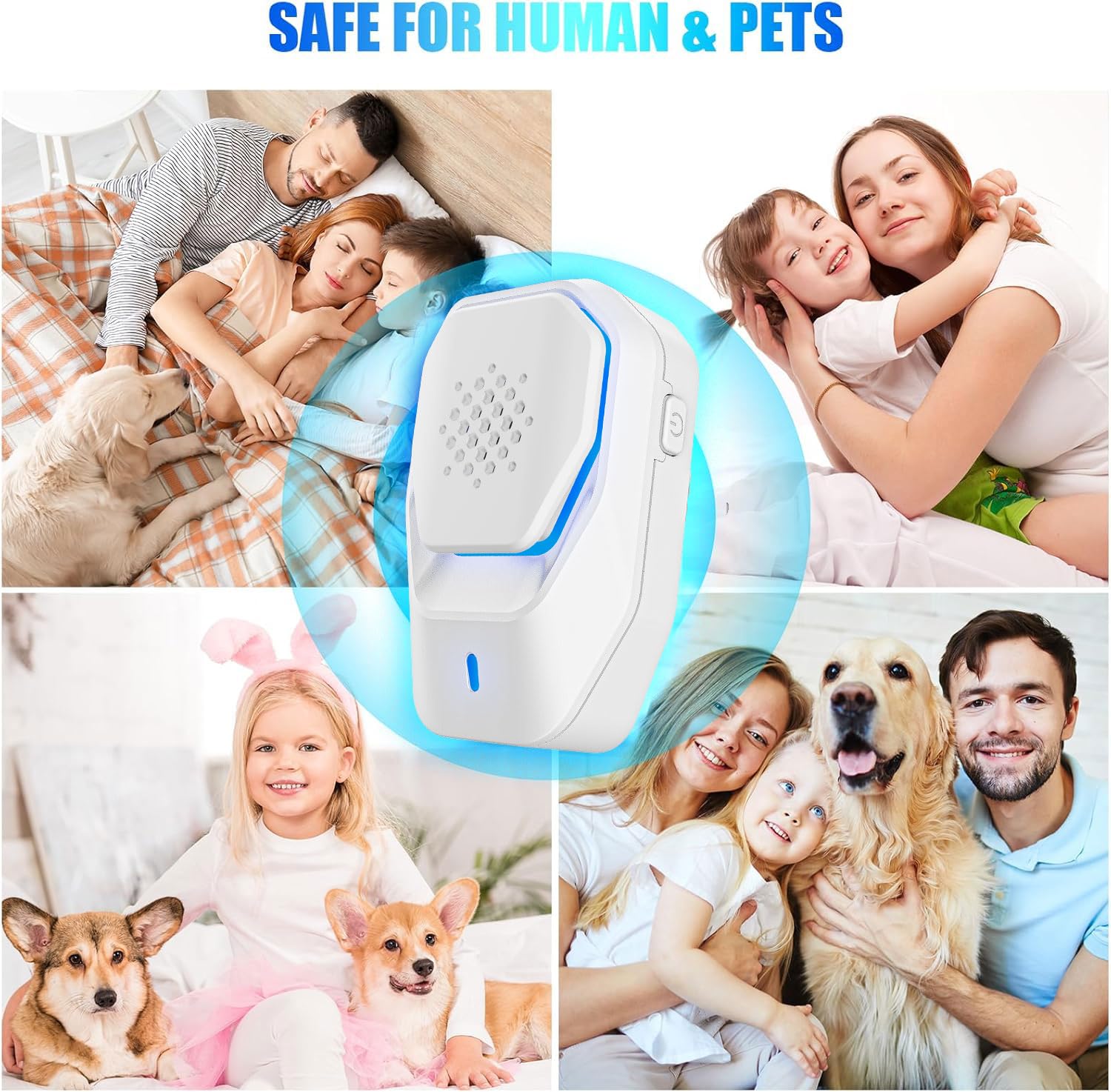 Repellente per Animali Infestanti ad Ultrasuoni,Repellente per ZanzareAnti Topi,Professionale Elettrico Ultrasuoni per Anti Zanzare,Formiche,Ragni Sicuro per Umani e Animali Domestici (Pack 4)