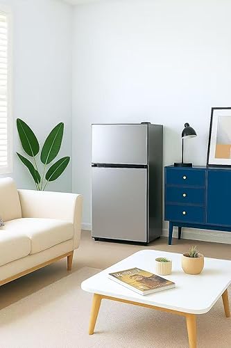 Miniatura 8 de Refrigerador pequeño de 3.2 pies cúbicos con congelador, refrigerador compacto de doble puerta, mininevera para dormitorio, cocina, residencia de