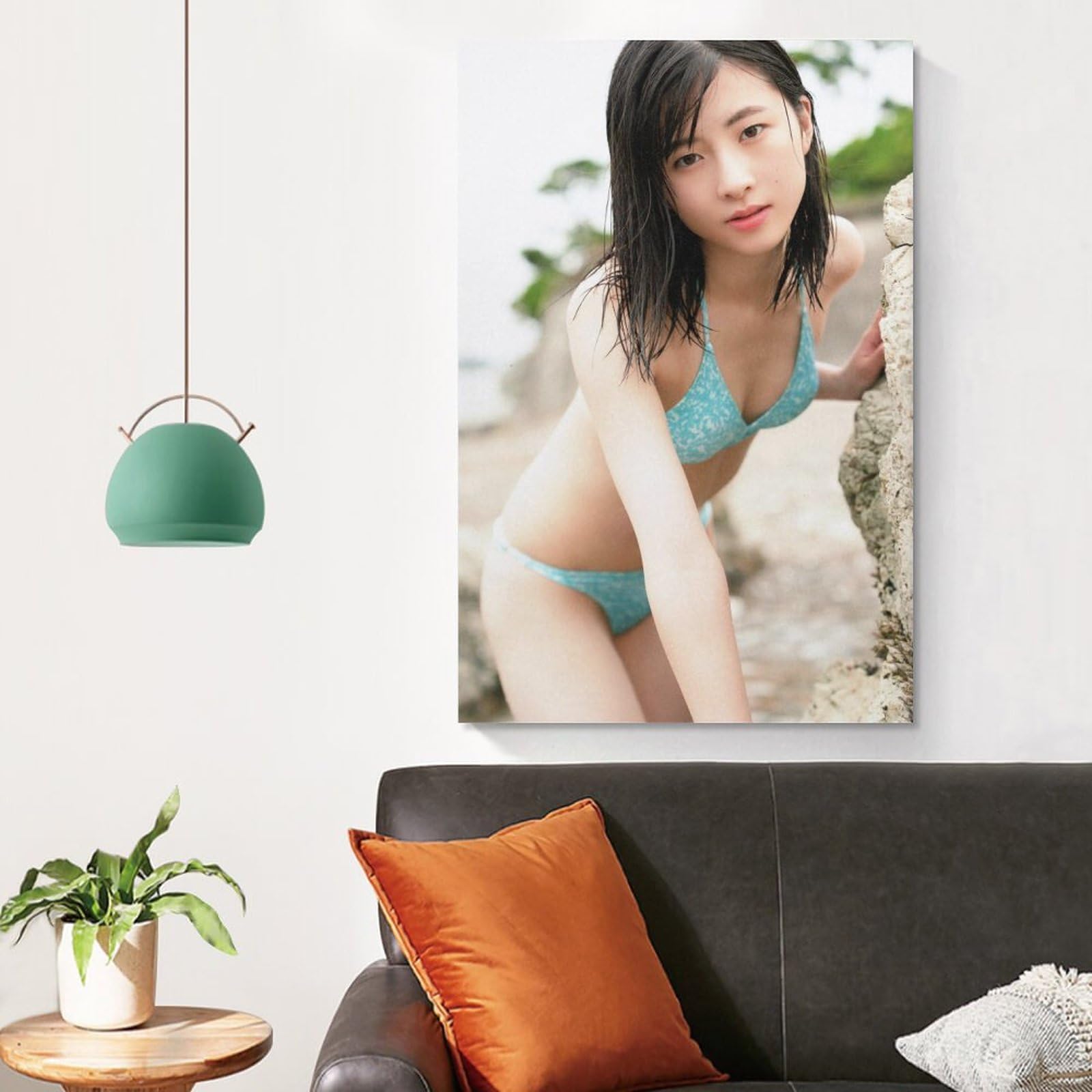 油絵　[月下の水着]   アート　インテリア　美術品 Amazon.co.jp: 長月翠ビキニ写真巨乳かわいいポスター大胆露出