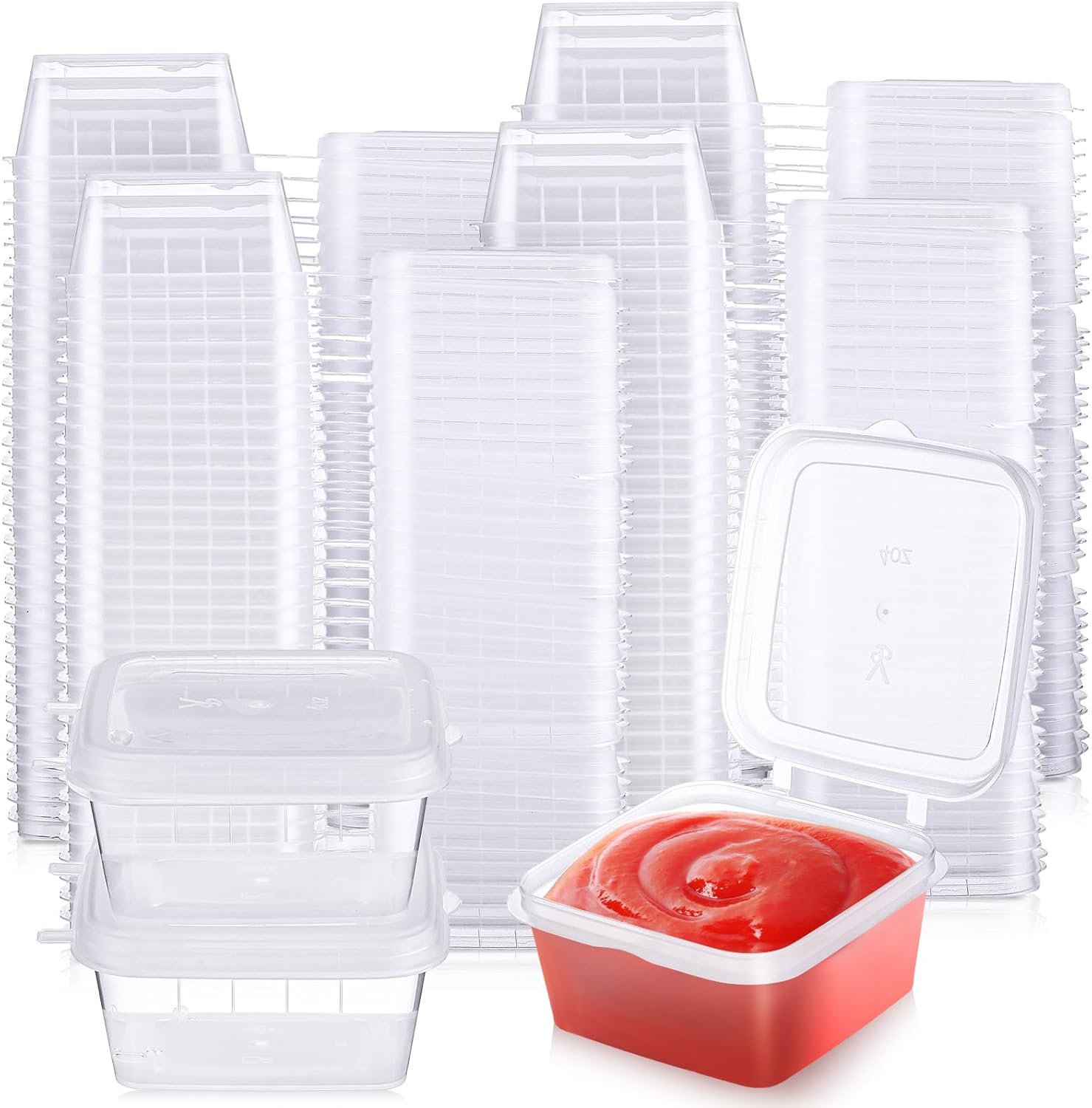 Hushee 500 Pack Plastic Disposable Portion Cups with Hinged