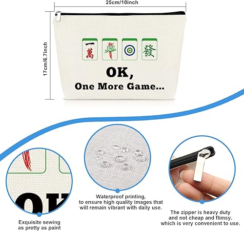 Miniatura 2 de Mahjong - Bolsa de maquillaje para regalar a los amantes de los juegos de Mahjong, regalo para mujer, mejor amiga, hermana, bolsa de cosméticos,