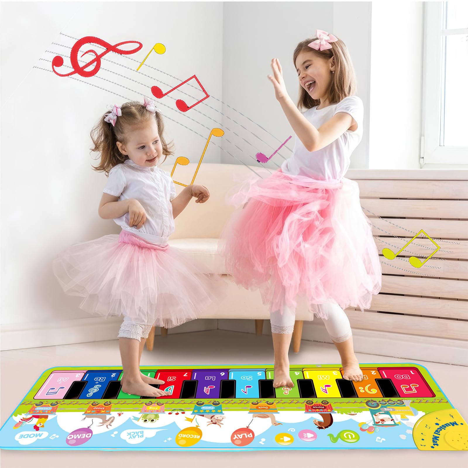ZLPBAO Alfombra Piano Bebé con 7 Animales, alfombrar Baile Musical para Niños 1-5 Años, Regalos de Cumpleaños y Navidad