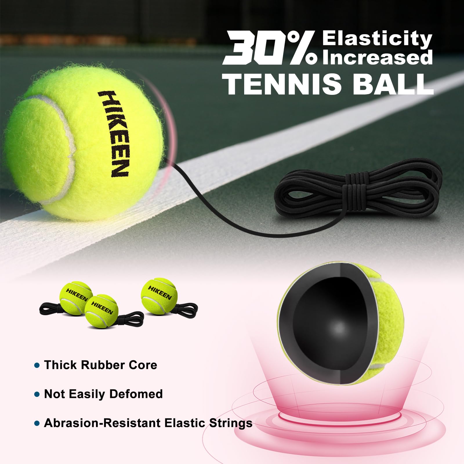 BOOSTEADY Tennis Allenatore Portatile con Base Metallica e Rimbalzo Infinito Tennis, per Adulti, Bambini e Principianti