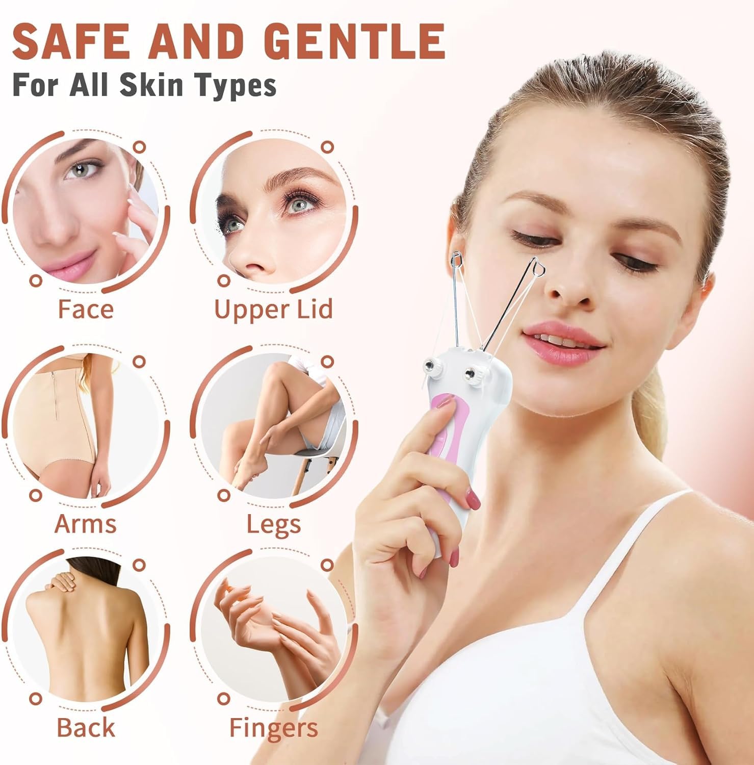 USB Rechargeable Electric Cotton Threading Hair Removal Tool for Face and Body