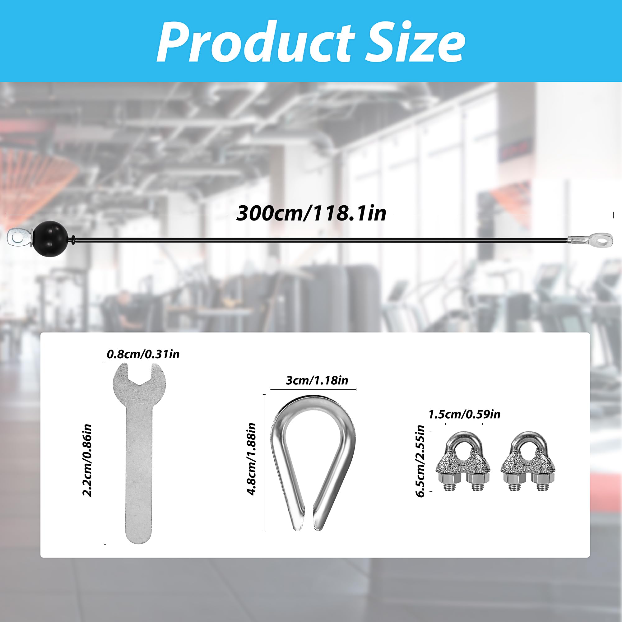 Kabel do fitnessu 3 m, linka stalowa, osłonięty, kabel do fitnessu, do wyciągania liny, fitnessu, domu, na siłownię
