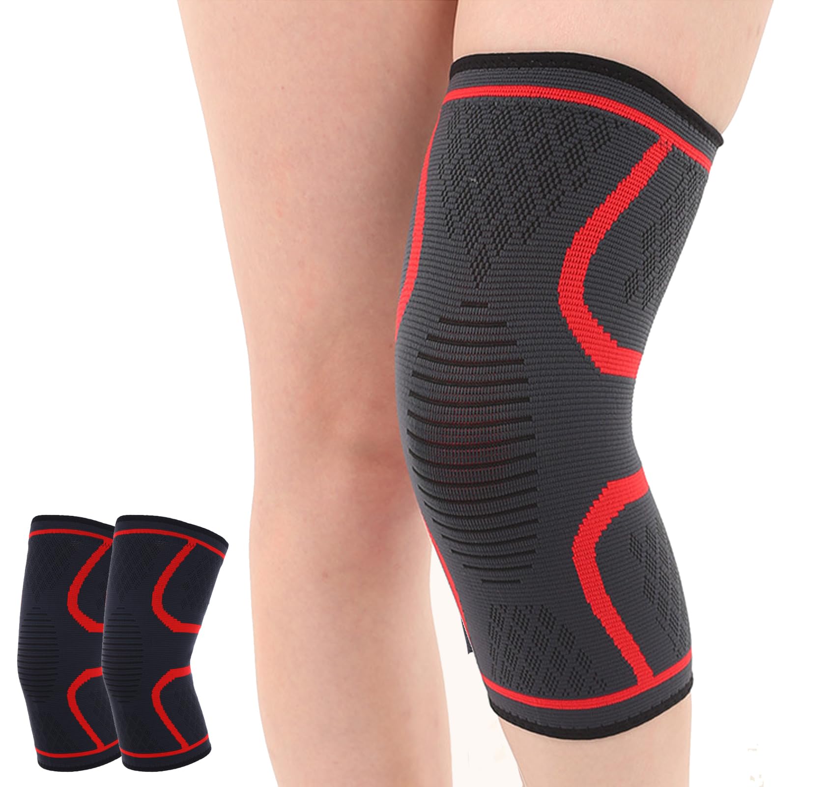 SUJAYUKnee Braces for Knee Pain, 2 Pack Knee Pads Knee Sleeves Weightlifting Knee Compression Sleeve, Knee Support Knee Flex Wrap Knee Sleeves