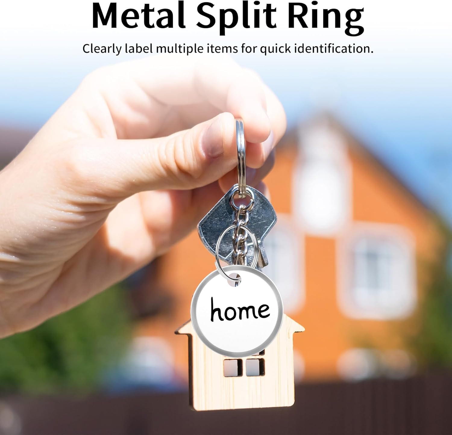 Key Tags Labels with Ring - 10 Pack Metal Rim Key Chain ID Tags/Identifiers with White Writable Round Paper Labels for Name, Luggage, Bags, Backpack, 1 Inches - Image 5