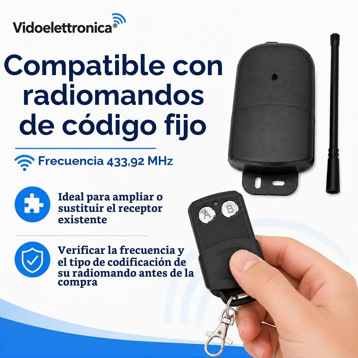 Kit receptor de exterior 433 MHZ 12 24 V 2 canales receptor con 2 mandos a distancia