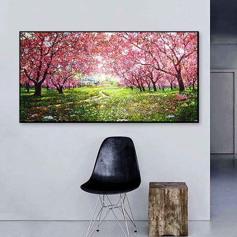 Peinture fleurs de cerisier 40x80cm pour réveiller un mur blanc