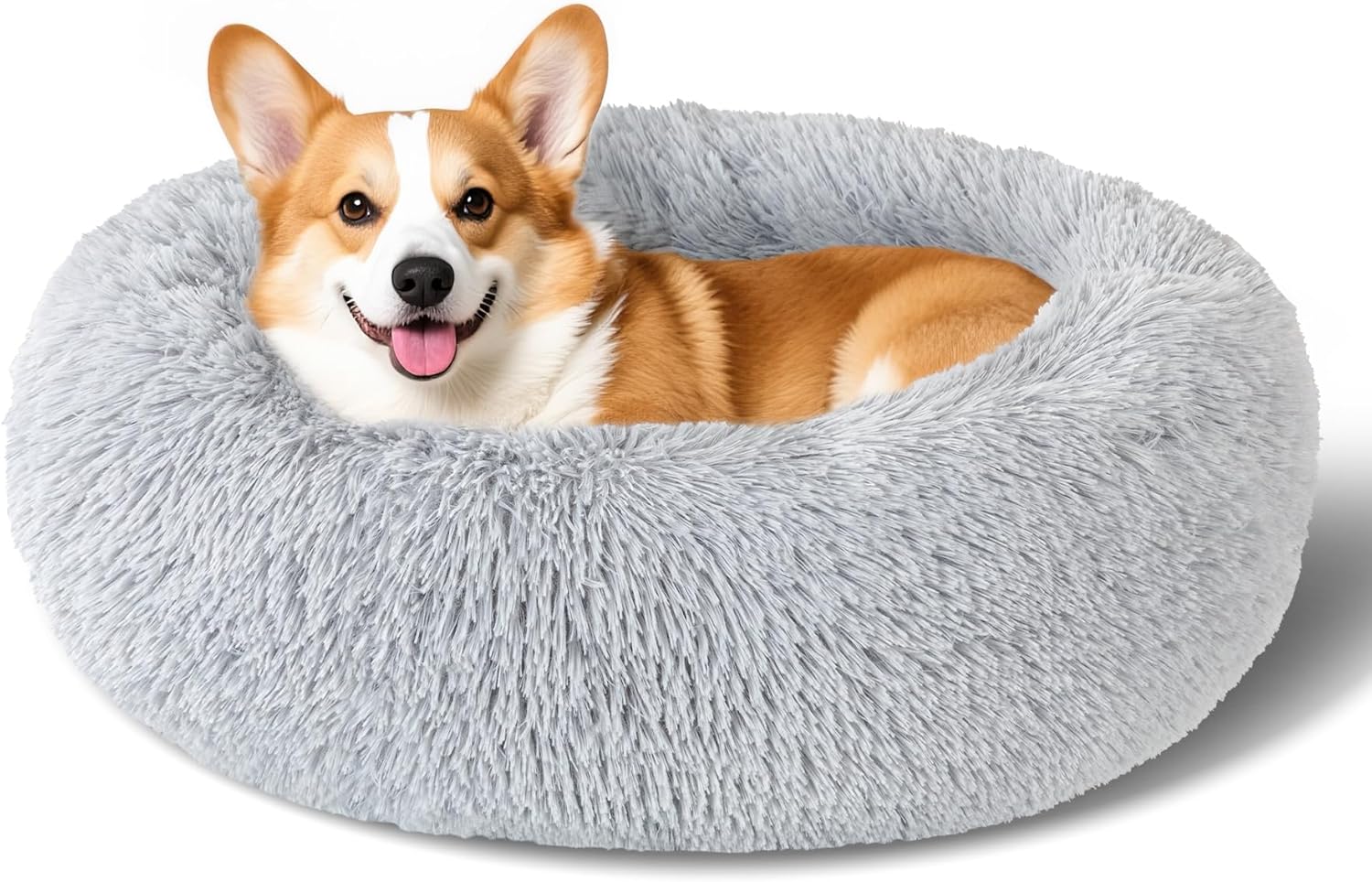 Washable Round Donut Dog Bed for Small to Medium Dogs – Light Grey Washable Round Donut Dog Bed for Small to Medium Dogs – Light Grey