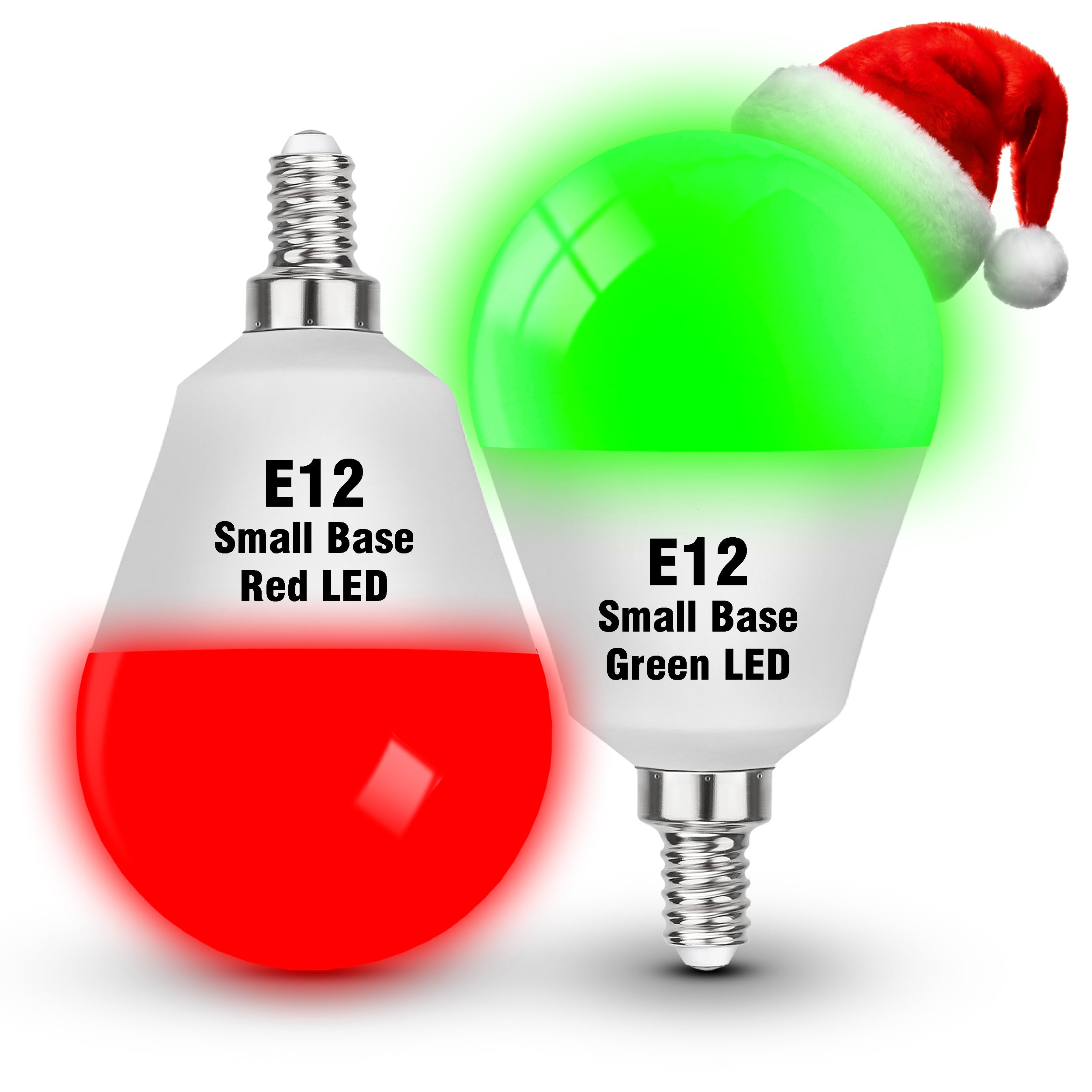 Red Green E12 LED Candelabra Bulbs,3W Christmas Light Bulbs(1 Red+1 Green)
