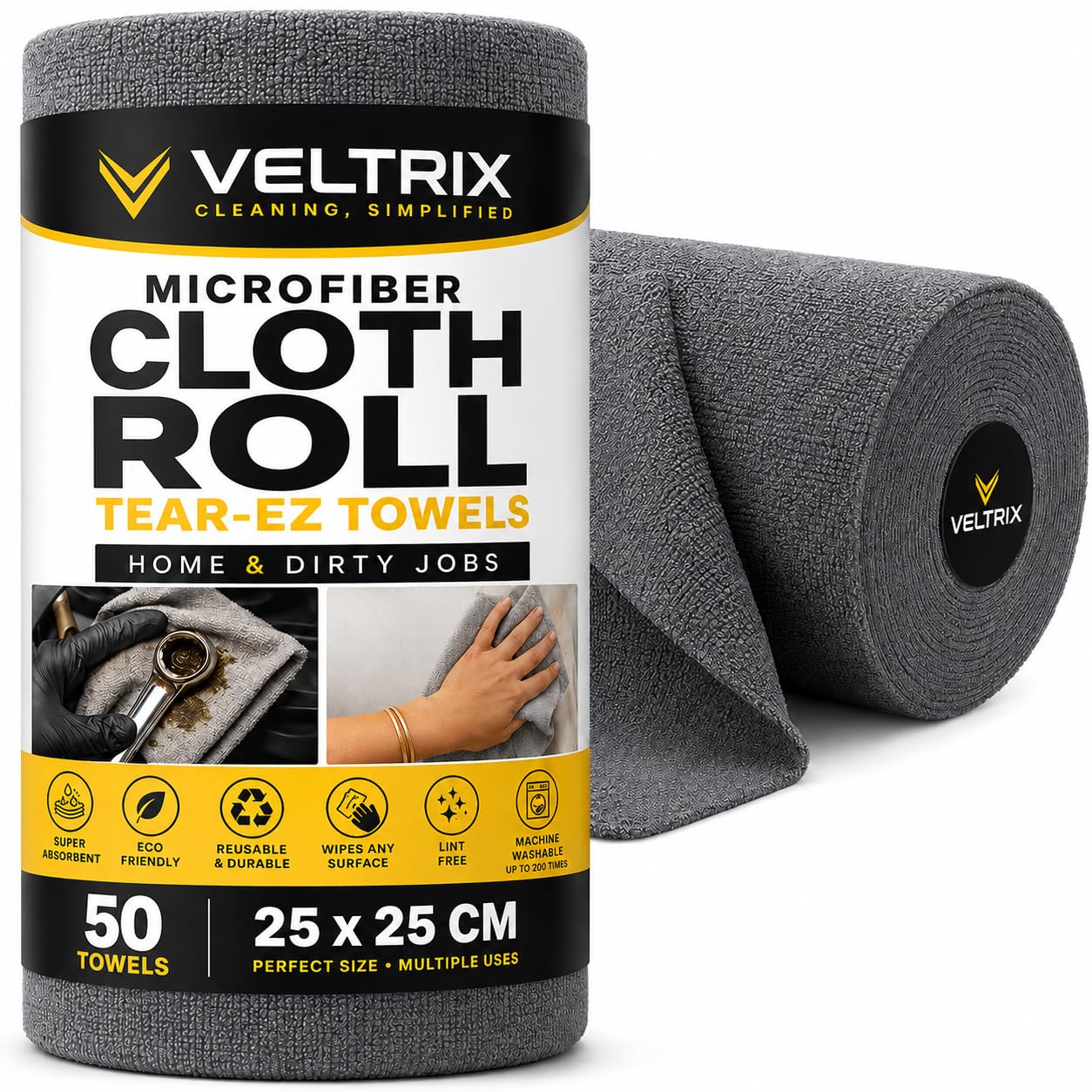 50 Pcs Microfiber Cleaning Cloth Roll For Kitchen | 4000 Times Washable | Reusable Kitchen Towel Roll for Dusting, Utensils & Slab Cleaning | Ultra Absorbent Lint Free Microfiber Cleaning Cloth Roll-image-21