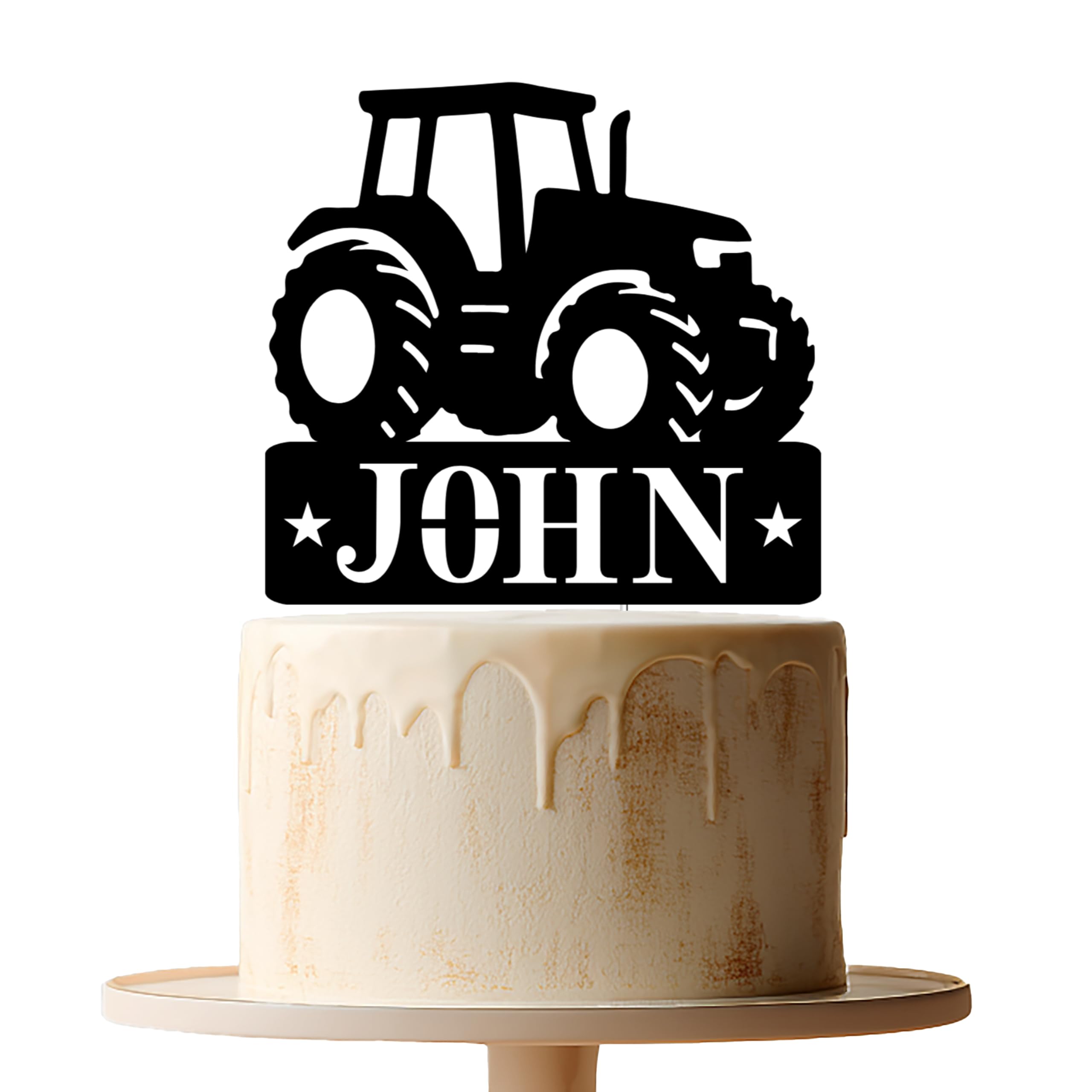 Personalised Tractor Cake Topper – Custom Name Farm Birthday Cake Decoration – Tractor Cake Topper for Boys Kids Farmer Themed Party – Custom Farm Birthday Cake Topper with Name