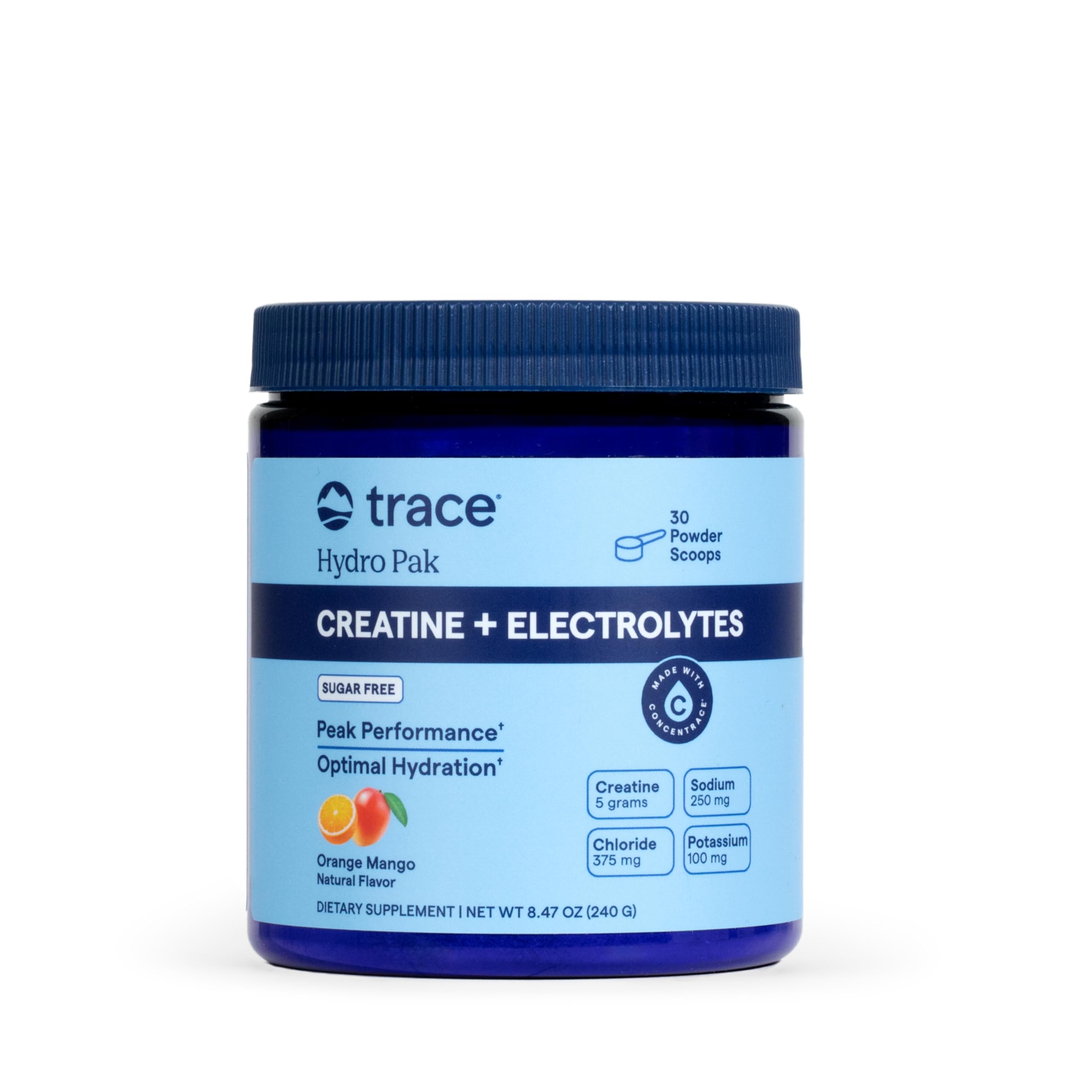 Trace Minerals Creatine + Electrolytes, Orange Mango, 30 Servings