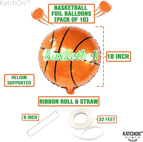 Miniatura 5 de Globos grandes de baloncesto de 18 pulgadas, paquete de 16, decoraciones de fiesta de baloncesto, suministros de fiesta de cumpleaños con temática