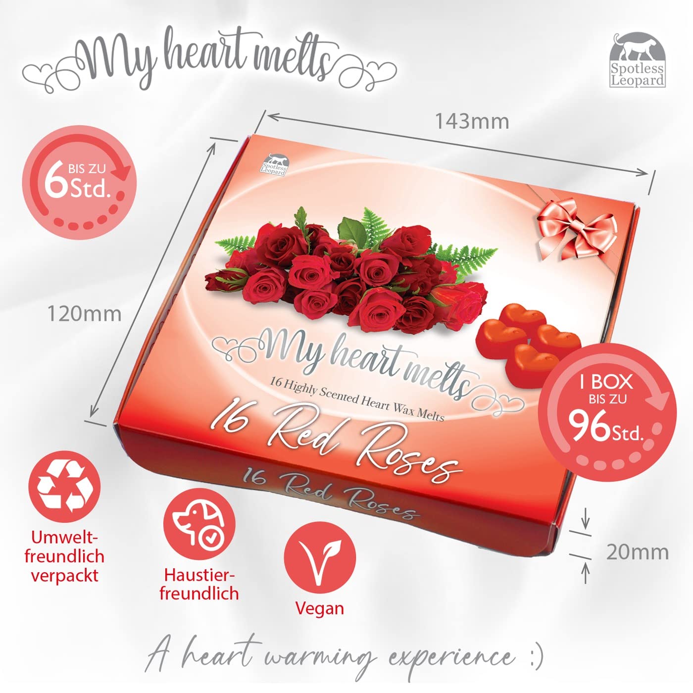 Red Roses - Cera aromática para lámpara aromática y eléctrica, cera de cera de soja, vegana y apta para animales, aroma a cera aromática