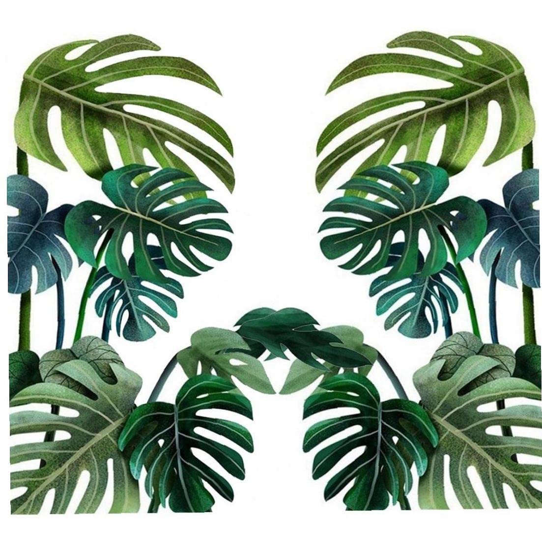 Vepoty Green 2Pcs Tropical Plant Leaves Pvc Wall Sticker Home Decor Children's Room Nordic Rainforest Plants Window Diy Wall Decal