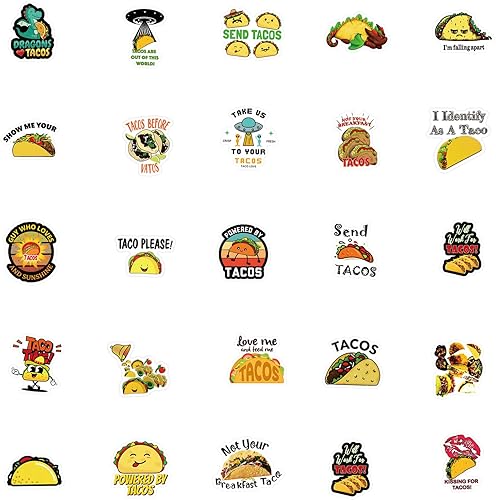 Miniatura 2 de Paquete de 62 calcomanías de tacos mexicanos, calcomanías de vinilo estético impermeable para botella de agua, patineta, laptop, teléfono, diario,