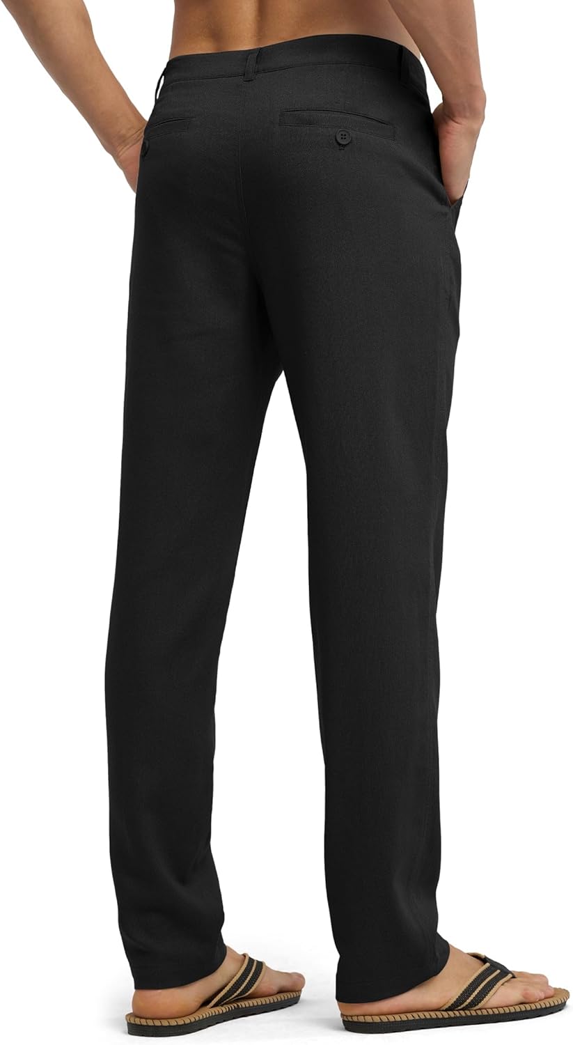 Willit Men's Linen Pants Casual Linen Dress Pants Beach Summer Lightweight Trousers 28" 30" 32" - Image 3