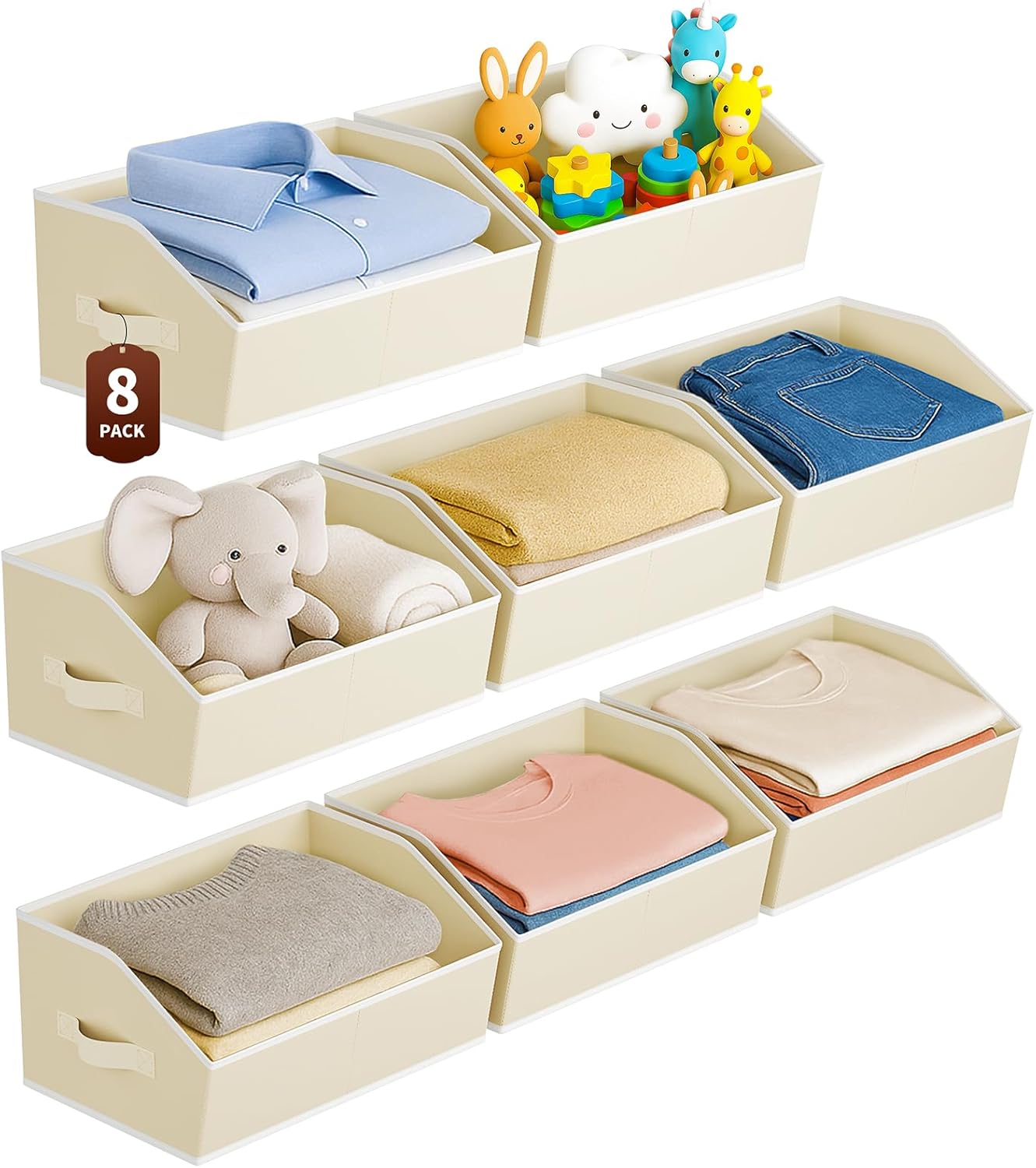 Storage Cubes Large Foldable Fabric Bins Handles Trapezoid Organizing Baskets